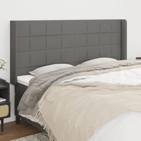 Testiera Ad Orecchio Grigioscuro 203x16x118/128cm İn Tessuto /
