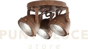 Plafoniera habana ruggine 3 luci attacco gu10 30,5x20x15,5cm in met...
