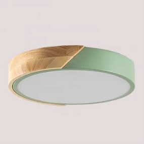 Plafoniera Led Jan Celadón - Madera Natural & Ø30 Cm - Sklum