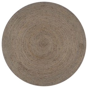 Tappeto Lavorato A Mano İn Juta Rotondo 120 Cm Grigio /