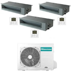 Hisense - Climatizzatore Condizionatore Canalizzabile R32 Trial Split Inverter 12000 + 18000 + 18000 btu con u.e. 5AMW105U4RQC Classe a++/a+