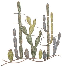 Pannello decorativo in ferro disegno Cactus 90x64x2,5 cm multicolor