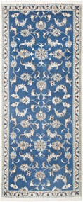 Nain Tappeto 80x200 Blu (Iran) Annodato A Mano
