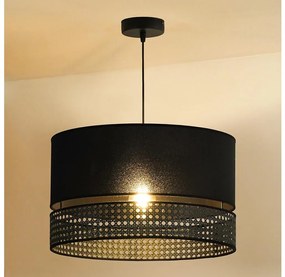 Duolla - Lampadario a sospensione con filo DOUBLE RATTAN 1xE27/15W/230V diametro 40 cm nero