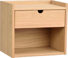 Comodino sospeso con ripiani in legno di quercia in colore naturale Hillmond - Rowico