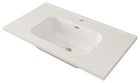 Lavabo a incasso rettangolare vasca centrale DOMINO H 1.8 x P 46 cm in ceramica bianco lucido