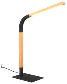 Lampada da tavolo dimmerabile a LED in colore nero e naturale con paralume in legno (altezza 73,5 cm) Norris - Trio