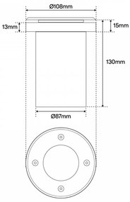 Faretto Carrabile Tondo GU10, IP67 con Doppio Pressacavo Base GU10