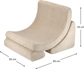 Poltrona per bambini marrone chiaro con rivestimento in bouclé Moon – Wigiwama