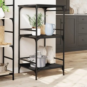 Carrello da cucina nero 60,5x50x105 cm in legno multistrato