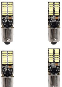 4 Pezzi Lampada Led BA9S T4W 35mm 24 SMD 4014 12V 24V 300lm 2.5W Bianco 6500K Attacco Dritto per Auto e Camion