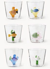 Set 6 bicchieri acqua in vetro borosilicato fatti a mano Marine Garden