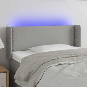 Testiera Grigio Chiaro A Led 103x16x78/88 Cm İn Tessuto /