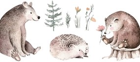 Quadro su tela – Animali nel bosco che si rilassano
