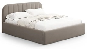 Letto matrimoniale imbottito marrone chiaro con contenitore con rete inclusa 200x200 cm Juno – Windsor & Co Sofas