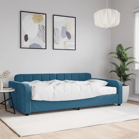 Divano Letto Con Materasso Blu 100x200 Cm İn Velluto /