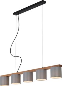 Lampadario Design Wood&Style grigio paralume grigio 5x E14 Ø110cm BRILONER