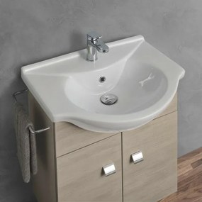 Mobiletto da bagno sospeso 55 cm rovere grigio con lavabo e specchio incluso