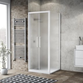 Box doccia con ingresso frontale saloon L 80 x H 195 cm, in vetro smerigliato SP. 6 mm, profilo bianco spazzolato Record