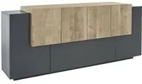 Credenza Ddionis, Madia da cucina a 7 ante, Buffet da soggiorno, Madia da cucina, 100% Made in Italy, cm 200x45h86, Antracite e Acero