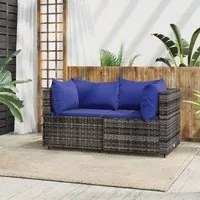 Divani Angolari da Giardino con Cuscini 2pz Polyrattan Grigiocod mxl 106119