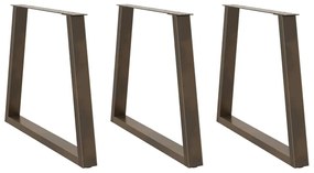 Gambe Per Tavolo Pranzo A V 3pz Naturale 80x(72-73,3)cm Acciaio /