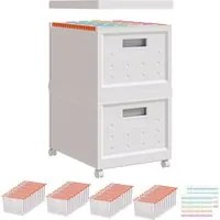 Schedario Organizer Contenitore con Ruote e 40 Cartelline Archivio Portadocumenti