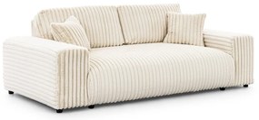 Divano color crema con rivestimento in velluto a coste 213 cm Justin – Ropez