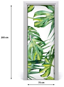 Poster adesivo per porta Foglie tropicali 75x205 cm