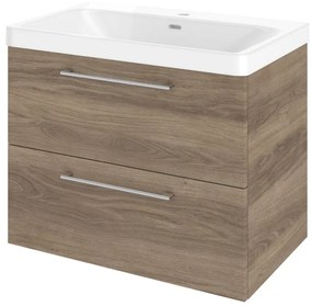 Mobile sottolavabo e lavabo Remix rovere charleston L 75 x H 58 x P 46 cm 1 vasca 2 cassetti