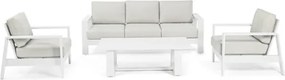 Salotto Da Esterno In Alluminio Divano 3 Posti 2 Poltrone Con Tavolino Baltic Bianco Bizzotto