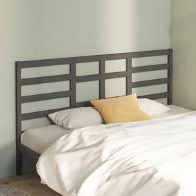Testiera Letto Grigia 186x4x104cm İn Legno Massello Di Pino /