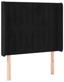 Testiera ad orecchio nera 93x16x118/128 cm in velluto
