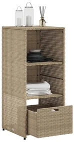 Armadietto portaoggetti giardino beige 50x55x115cm polyrattan