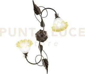 Plafoniera tristano marrone 2 luci attacco e14 40x20x65cm in metall...