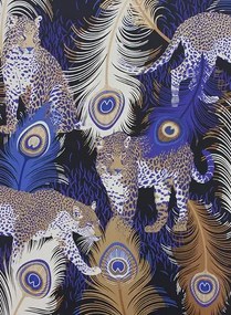 Matthew Williamson Carta da parati Leopardo - Black/ Electric Blue/ Metallic Bronze