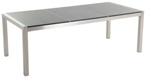 Tavolo da giardino acciaio e granito grigio 220 x 100 cm GROSSETO Beliani