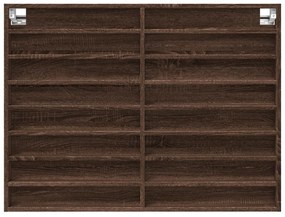 Armadietto vetrina rovere marrone 100x8,5x75 legno multistrato