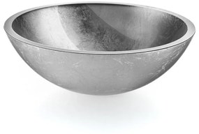 Lavabo da appoggio Acquaio ovale piletta non inclusa in ceramica L 40 x H 20 x P 40 cm argento piletta non inclusa