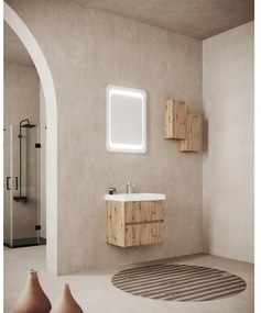 Pensile bagno Portofino rovere oro in vetro, 1 anta apertura da sinistra P 15 x L 25 x H 50 cm