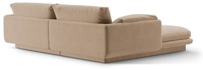Divano angolare beige (con penisola a destra/con chaise lounge) con rivestimento in velluto Torino – Micadoni