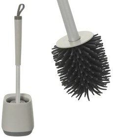Portascopino da appoggio grigio e grigio scuro con setole in silicone