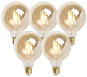 Set di 5 lampade LED E27 dimmerabili G95 oro 5W 380 lm 2200K