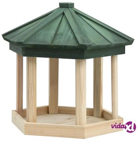 vidaXL Mangiatoia per Uccelli Ottagono in Massello di Abete 33x30 cm