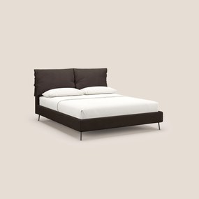 Artemisia letto imbottito con piedini alti sfoderabile in tessuto smacchiabile T17 marrone