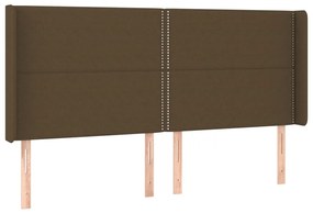 Letto a Molle Materasso e LED MarroneScuro 180x200cm in Tessuto