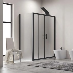Box doccia 70x160 doppio scorrevole telaio nero vetro piumato | KFN6000SN - KAMALU
