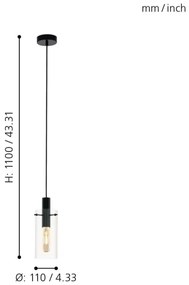 Eglo 97366 - Lampadario a sospensione con filo MONTEFINO 1xE27/60W/230V