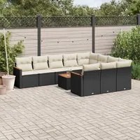 Set Divani da Giardino 11 pz con Cuscini in Polyrattan Nero 3258745