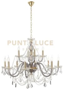Lampadario opera 12 luci trasparente e fume' attacco e14 vetro e cr...